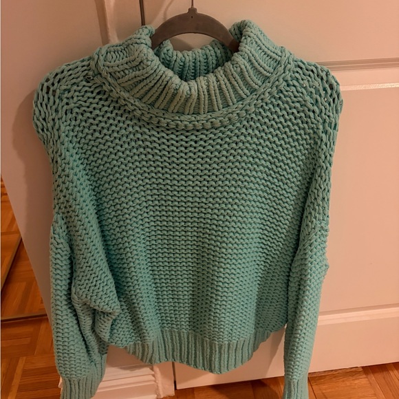 Free People My Only Sunshine teal women’s sweater - Picture 3 of 6